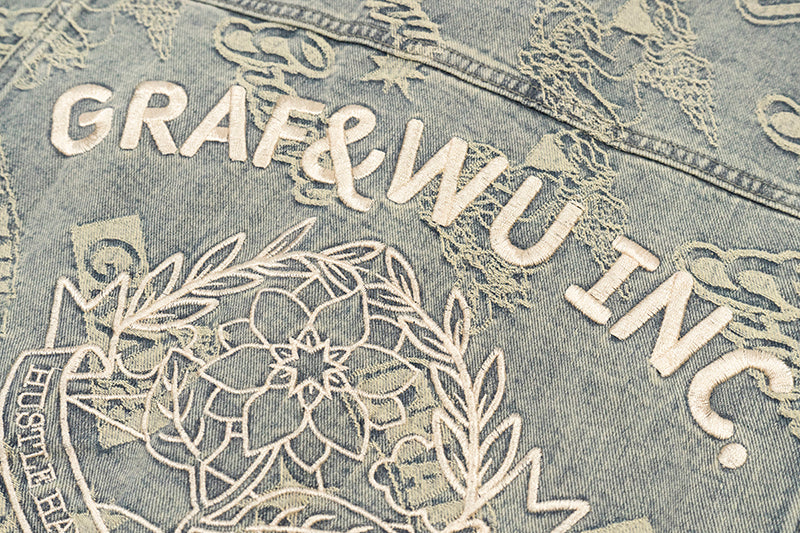 GRAFWU Jacquard Craft Pattern Design Denim Sleeveless