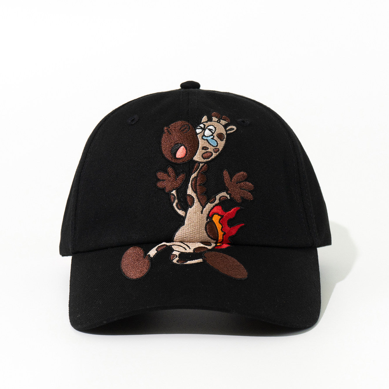 GRAF&WU Burning Giraffe Embroidered Baseball Cap Funny Cartoon Hat