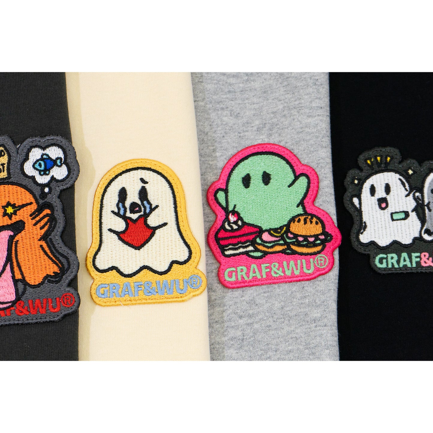 GRAF&WU Mental Health Series Cute Ghost Embroidery Graphic T-Shirt