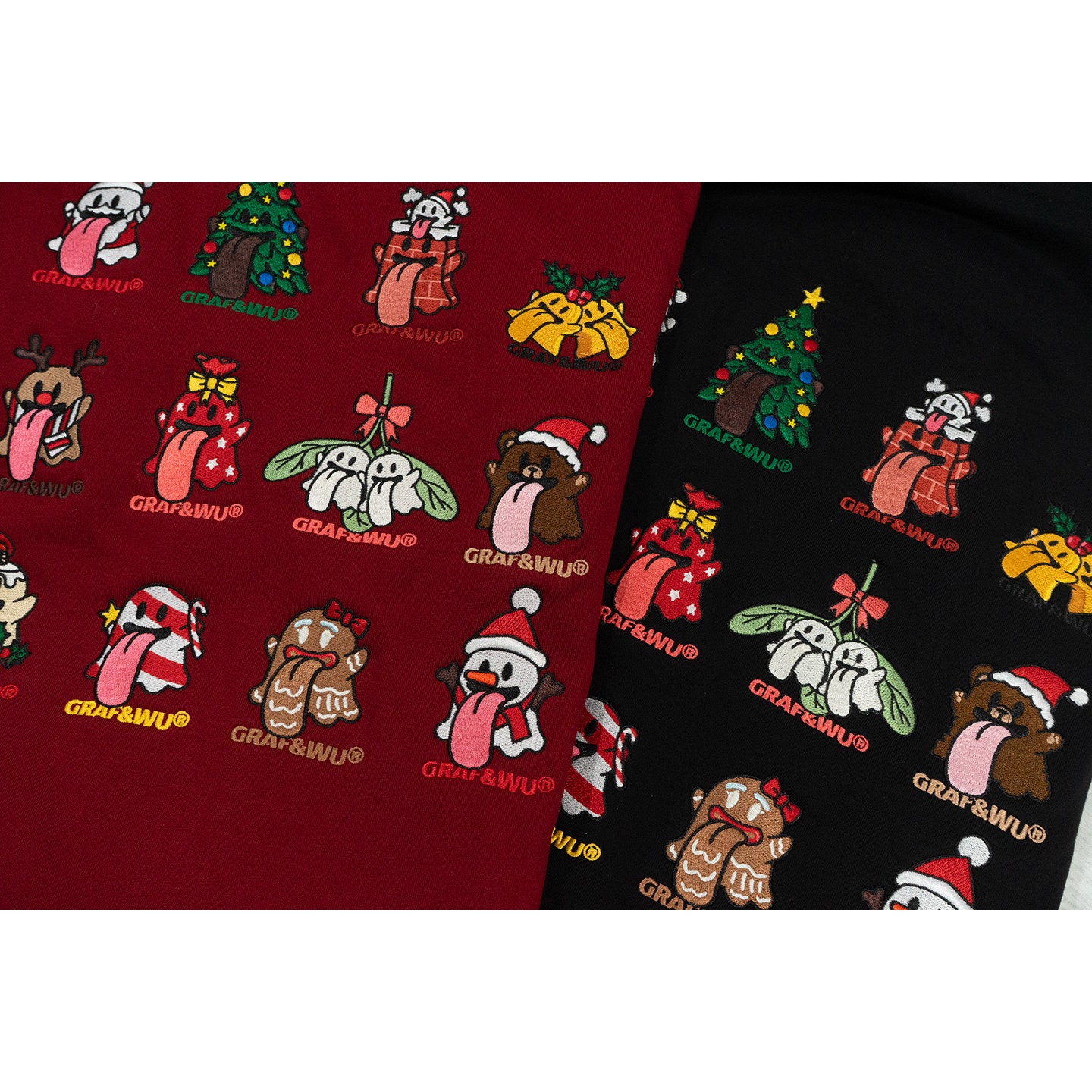GRAF&WU 12 Christmas Cute Ghost Retro Loose Fleece Hoodies Fur Hat