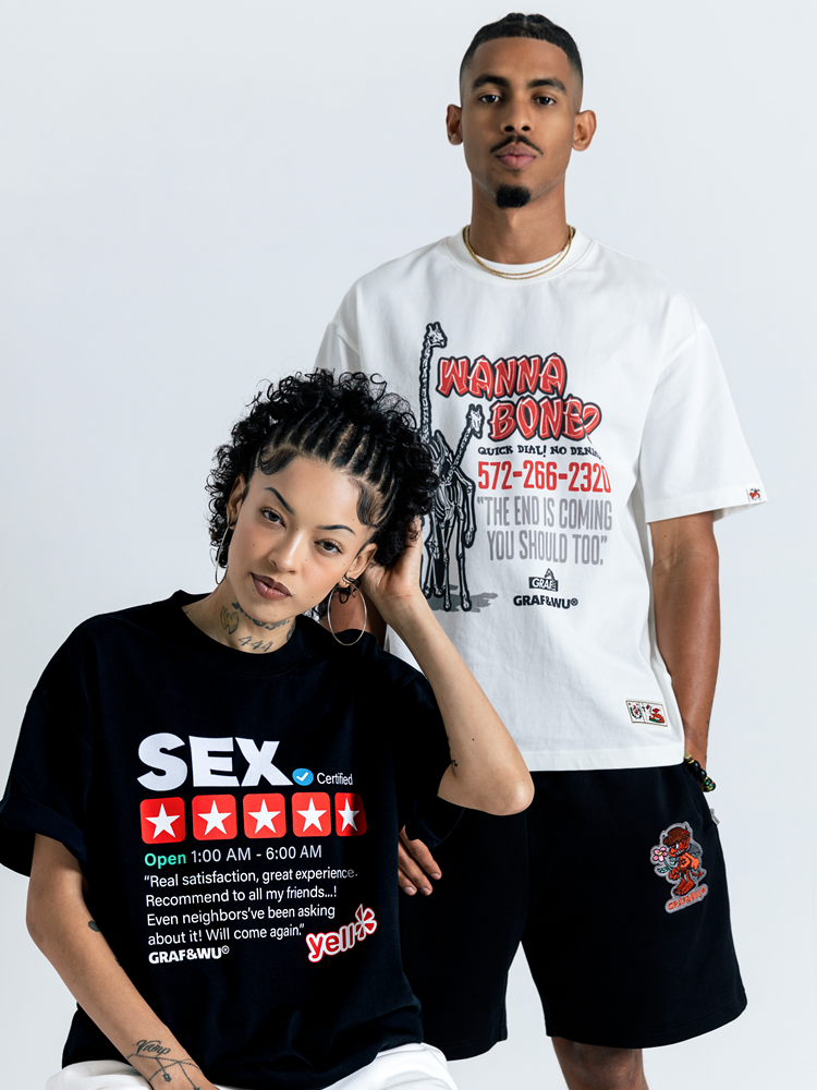 GRAFWU Giraffe Skeleton Hip-Hop T-Shirts