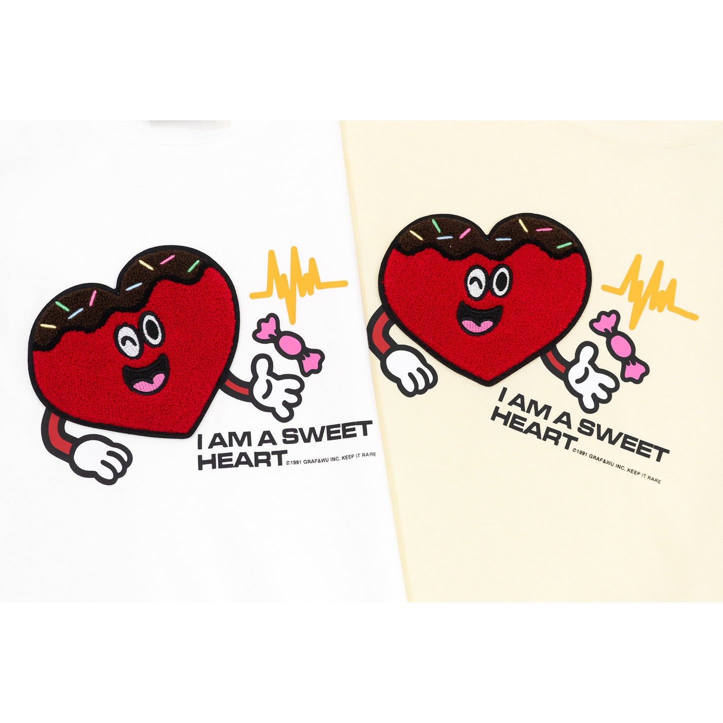 GRAF&WU Sweetheart Plush Heart-shaped Design Boxy Fit T-shirt
