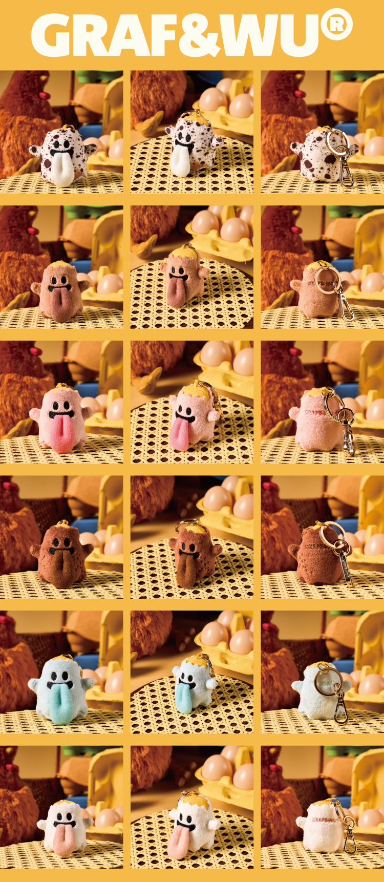 GRAF&WU Lovely Quail Egg Cute Ghost Bag Charm