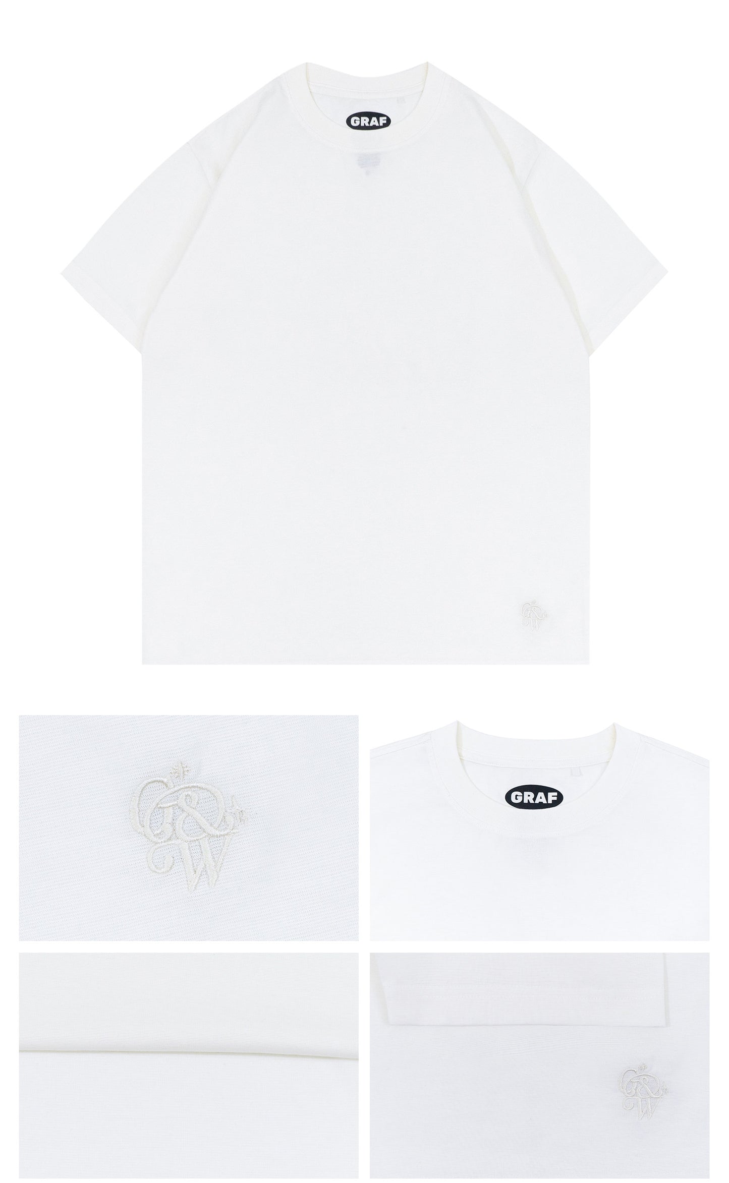 GRAF&WU Mini Embroidered Tencel Cozy Regular Shoulder Fit T-shirt