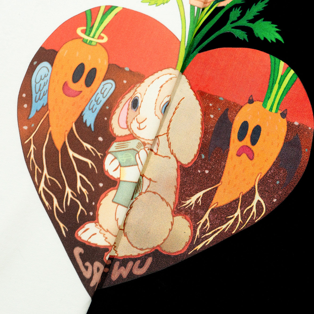 GRAF&WU【Giraffe Fable】Waiting Rabbit Run into Tree Stump Devil Angel Carrot T-shirt