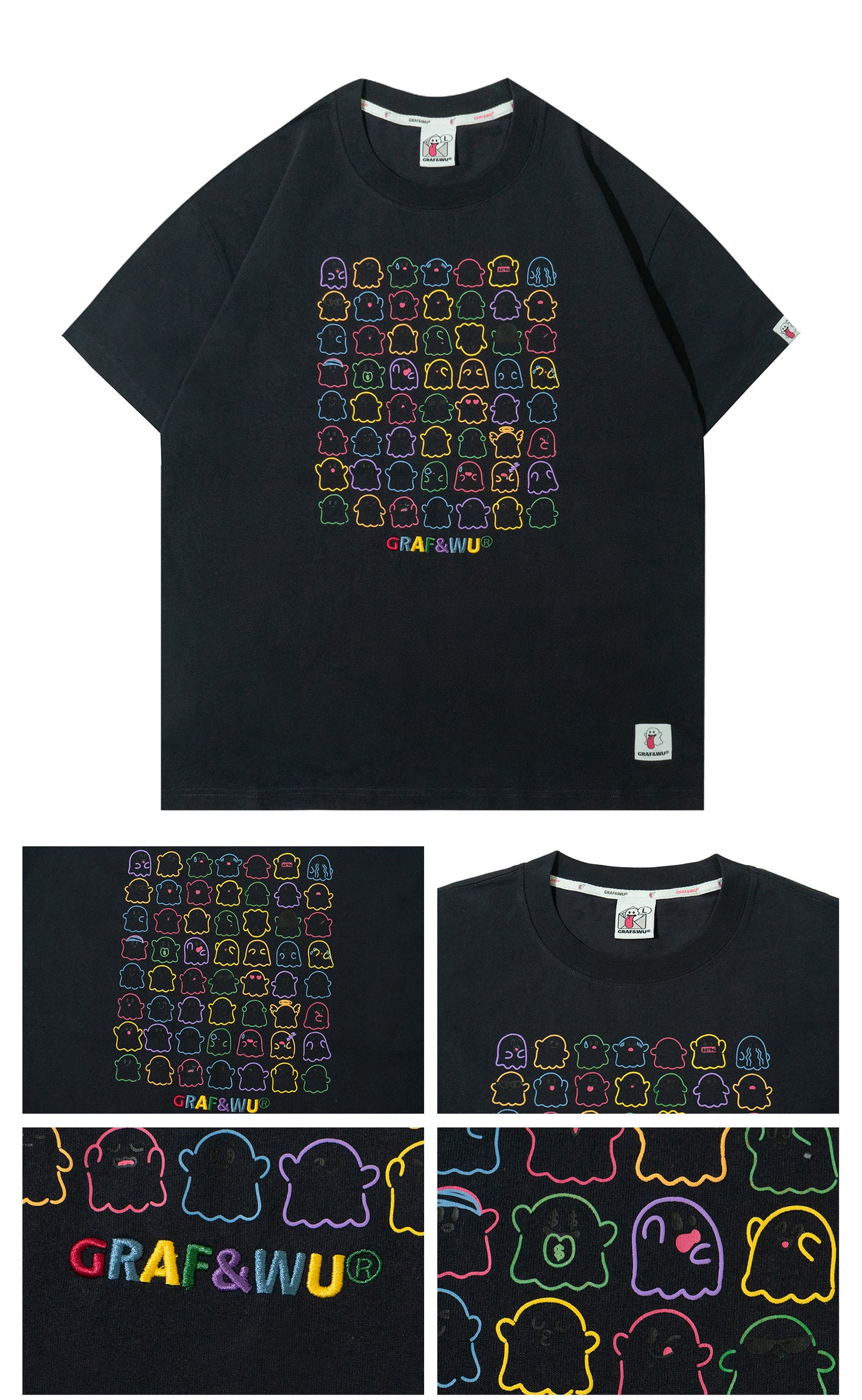 GRAF&WU New 56 Different Cute Ghost Print T-shirts