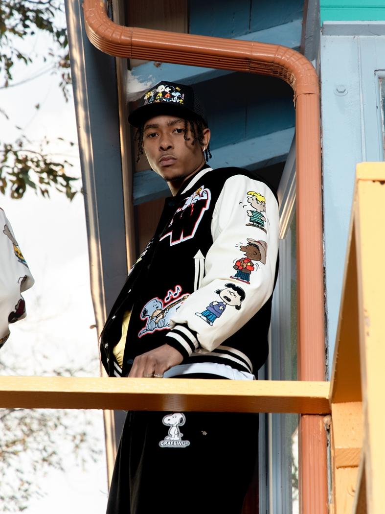 GRAF X PEANUTS All Characters Embroidered Baseball Jacket