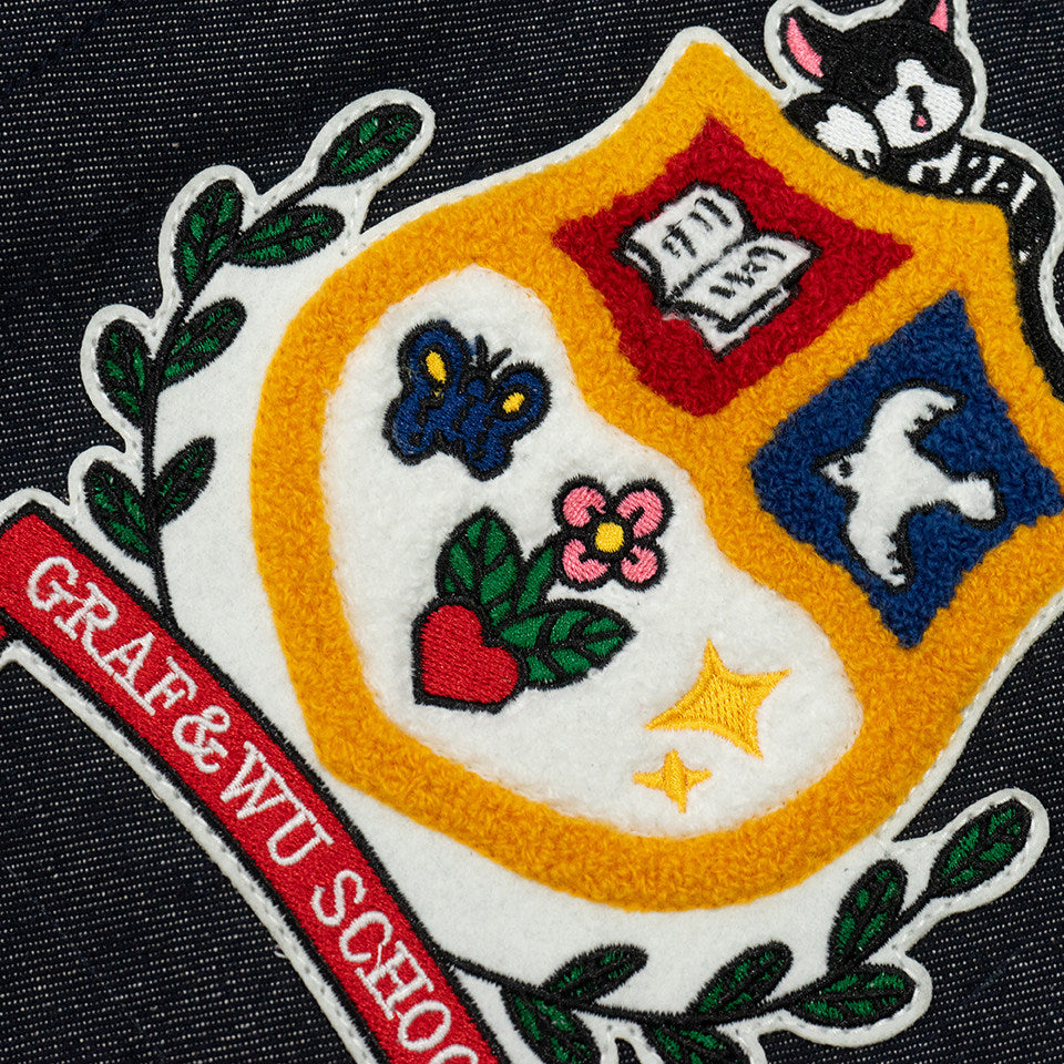 GRAF&WU Tuxedo Cat School Uniform Badge Design Fashion Jeans