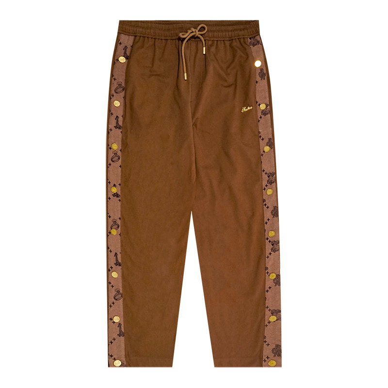 GRAF&WU Casual Fashion Canvas Cargo Side Button Pants