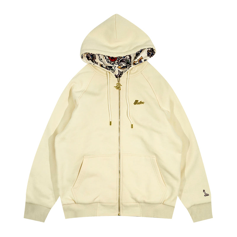 GRAF&WU Paisley Velvet Reversible Thick Pullover Hoodie