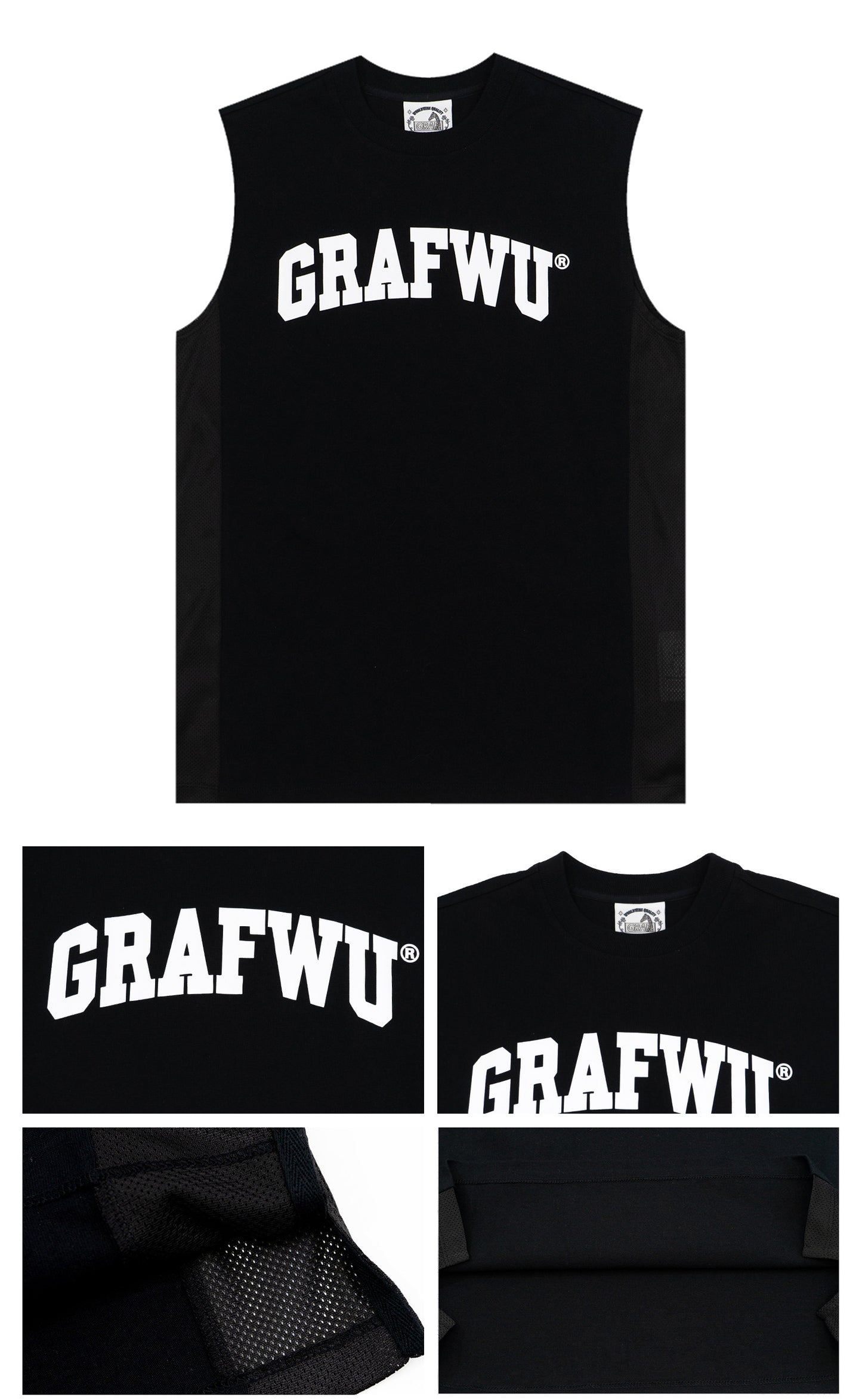 GRAF&WU Mesh Design Cotton Tank Top – Sports Streetwear Sleeveless Tee
