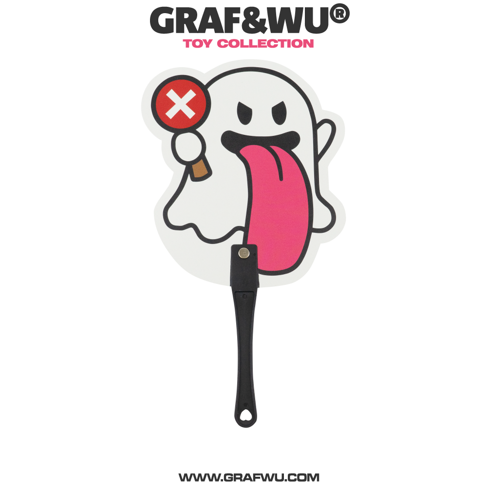 GRAF&WU Cute Ghost Yes No Uchiwa Hand Fan Concert Photo Prop