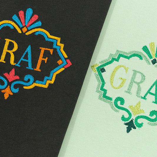 GRAF&WU Coil Retro Embroidery Nepalese Decorative Style Logo T-Shirts