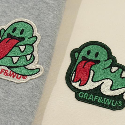 GRAF&WU Green Snake Cute Ghost Green Mink Fleece Thick Zip-up Hoodie