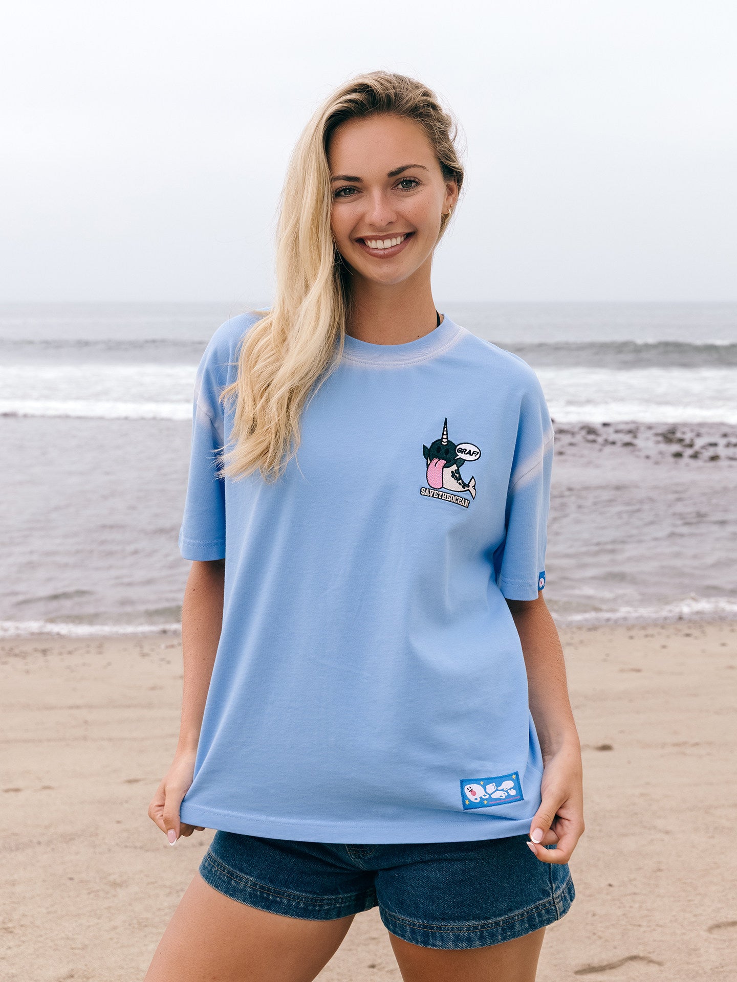 GRAF&WU 12 Ocean Cute Ghost Character Embroidered T-Shirts