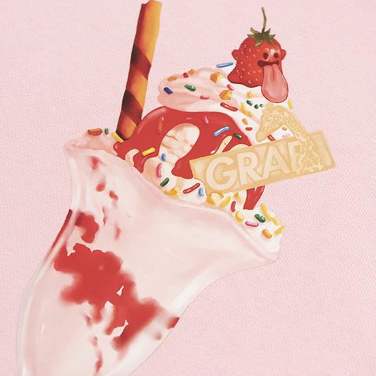 GRAF&WU Strawberry Cherry Sundae Cute Ghost Giraffe Street Hoodie