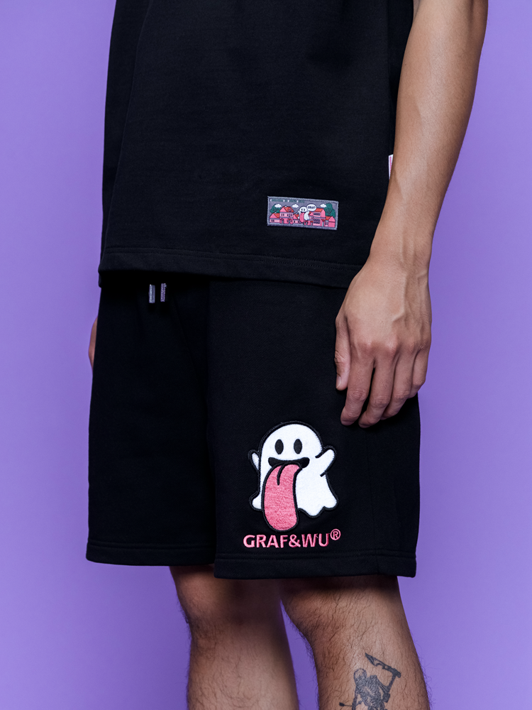 GRAF&WU Shorts Sweet Anatomy Pattern Design Men'S Shorts Cute Ghost Magic Stickers Anatomy Ghost Pants Casual Athletic Shorts