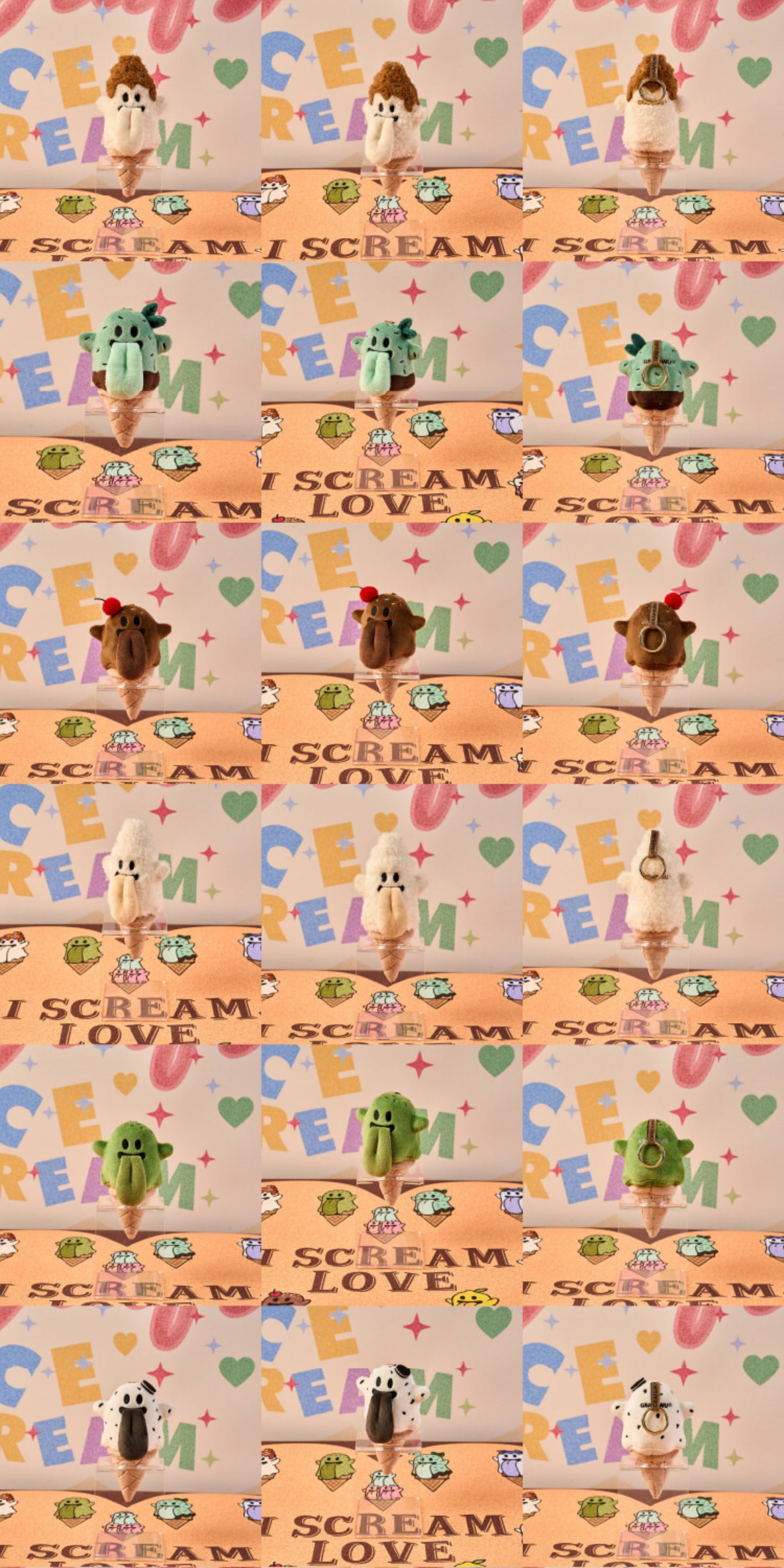 GRAF&WU BooGhost Ice Cream Cone Plush Bag Charm - Kawaii Ghost Pendant