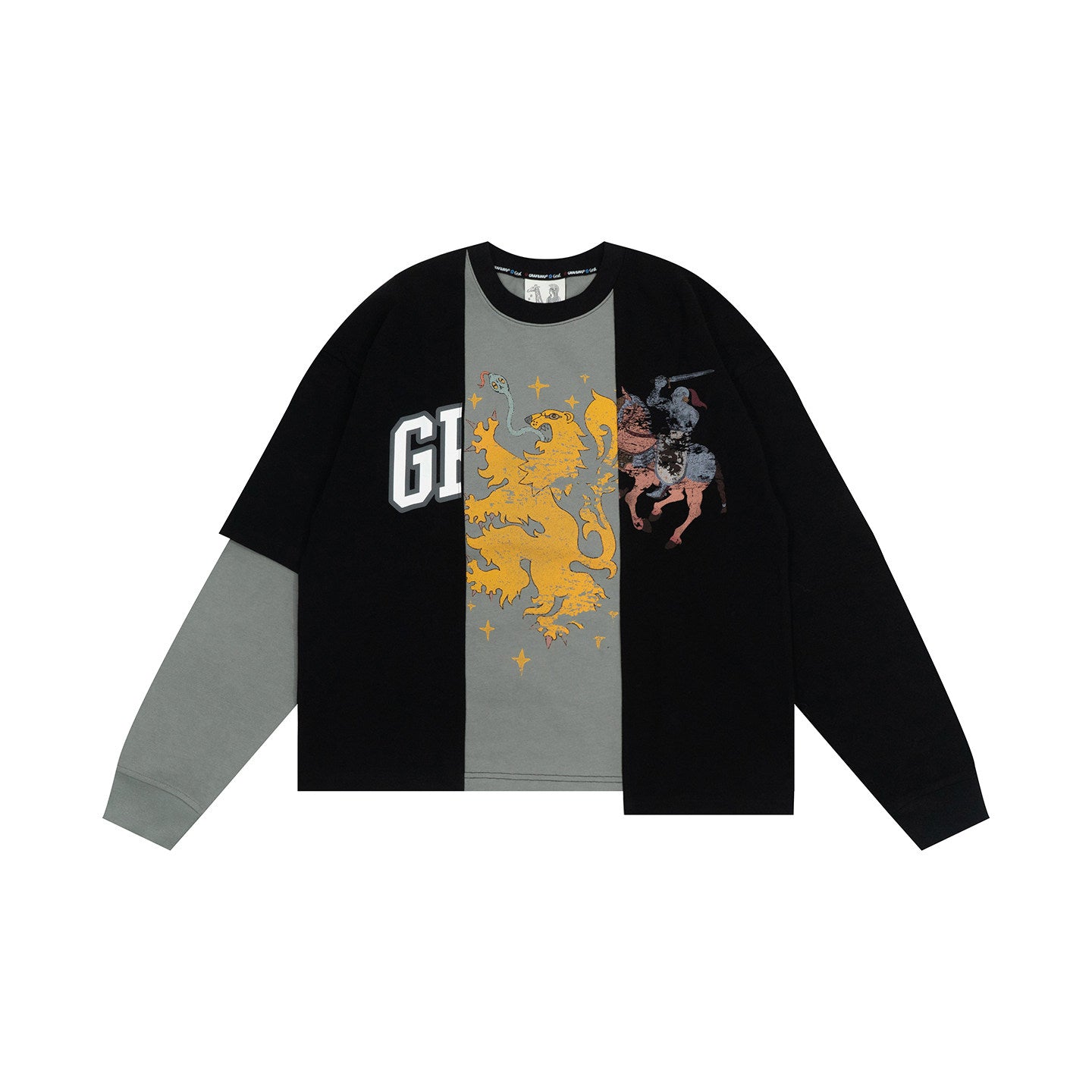 GRAF&WU Knight Graphic Design Asymmetrical Long Sleeve Shirt