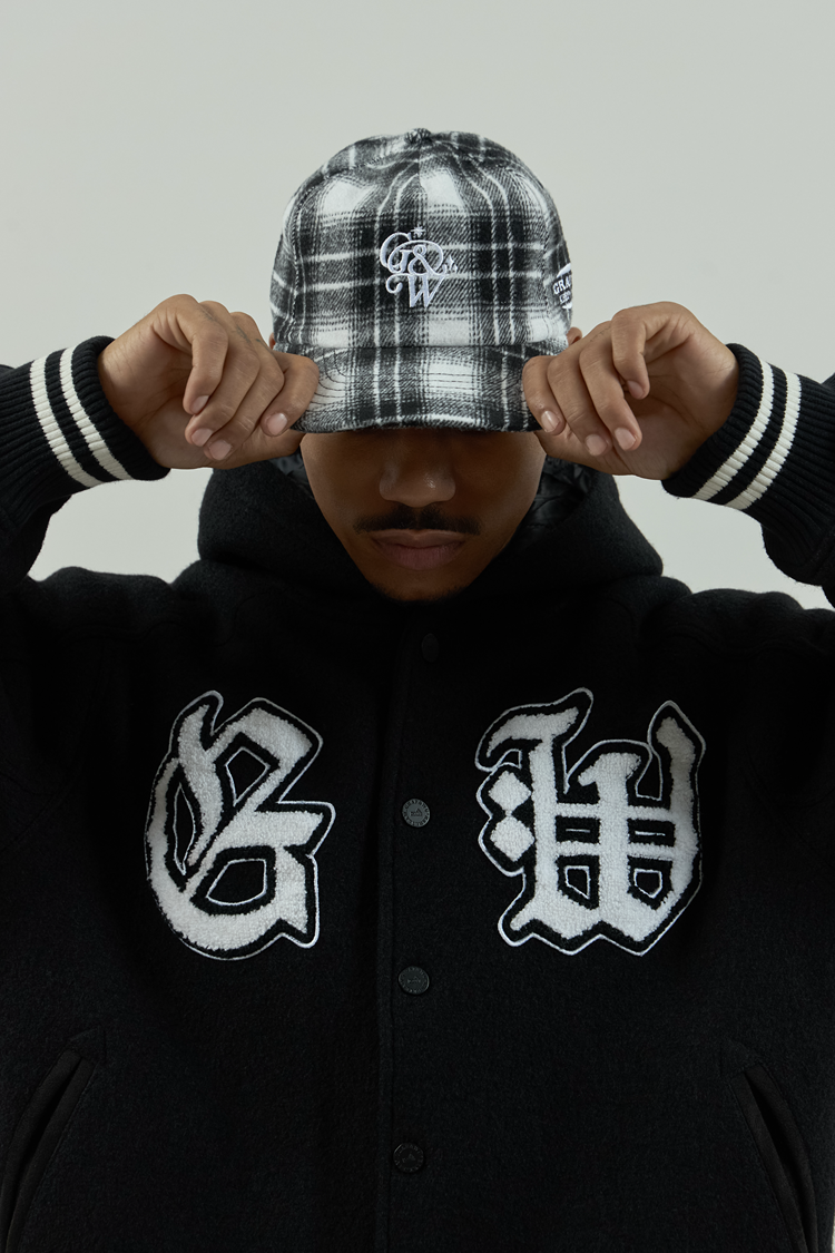 GRAF&WU Embroidered Wool Blend Thick Coat Baseball Jacket