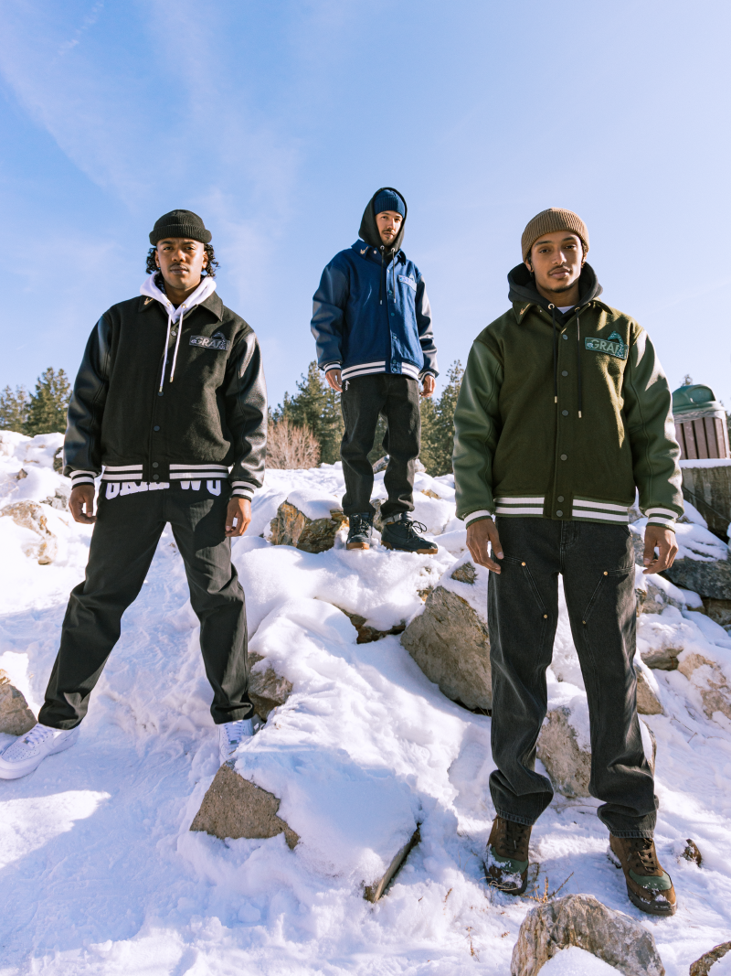 GRAF&WU Giraffe Embroidery Leather Sleeve Thick Jacket