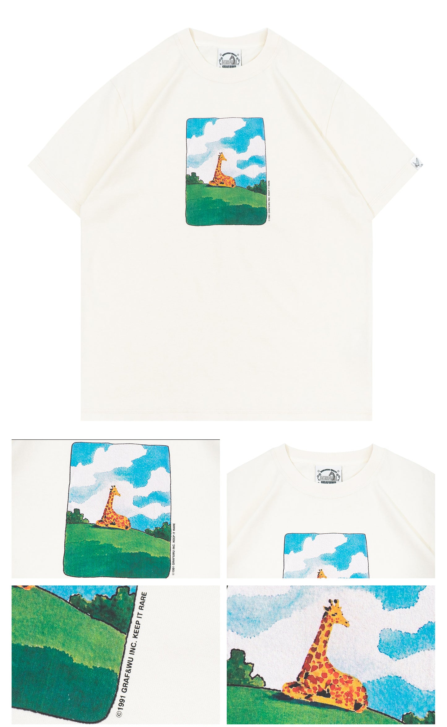 GRAF&WU Peaceful Giraffe Scenery Graphic T-shirt