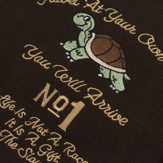 GRAF&WU Turtle Deer Race Leather Sleeved Retro Baseball Jacket - Premium Streetwear