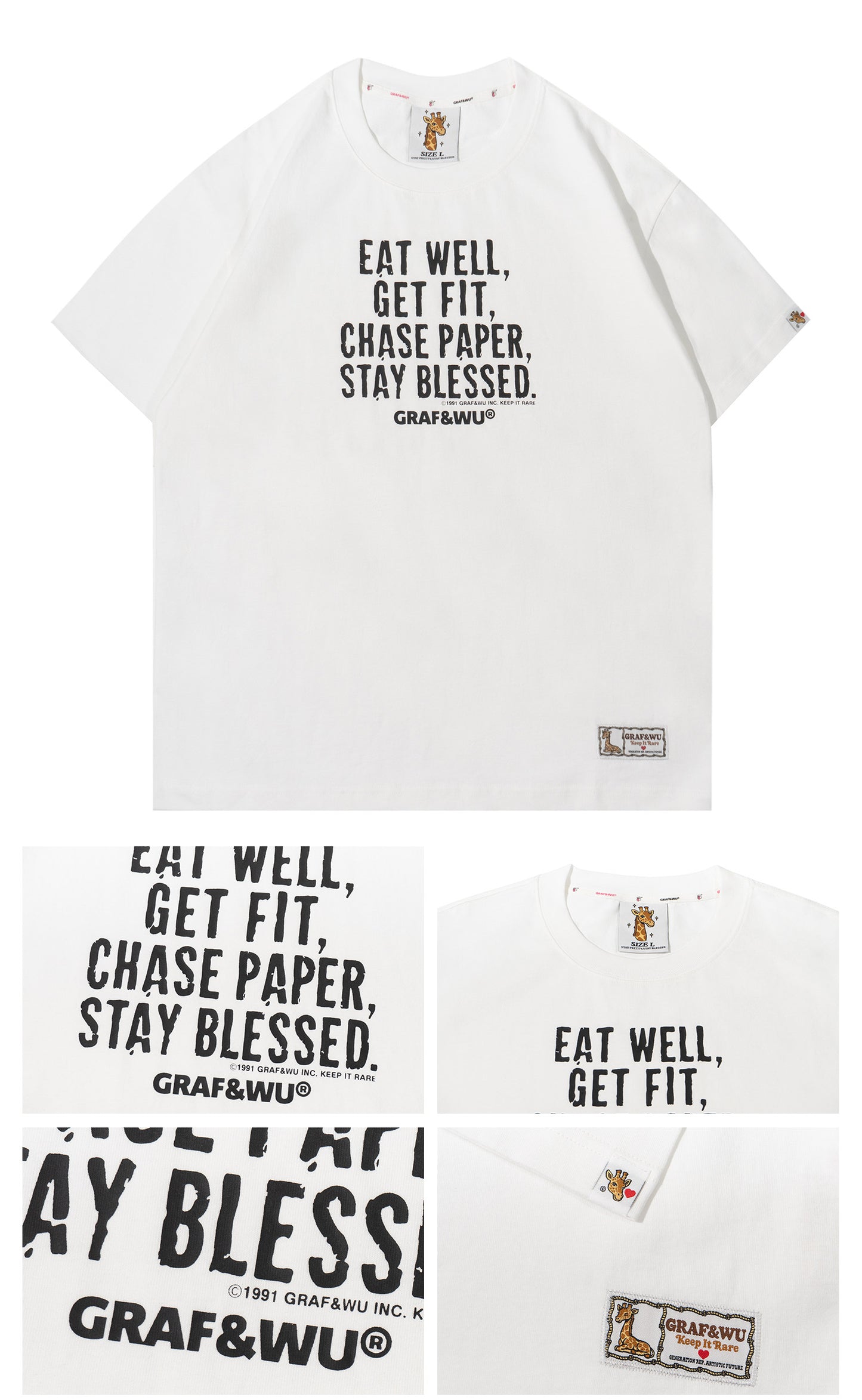 GRAF&WU Inspirational Slogan Graphic Printed Streetwear T-shirt