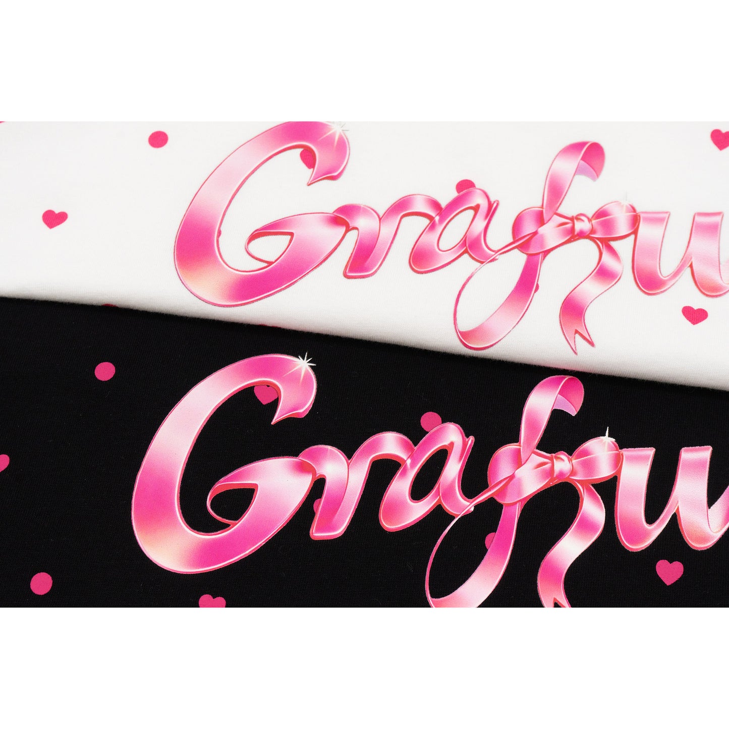 GRAF&WU Pink Ribbon Letter Mini Heart Polka Dot Cozy T-shirt