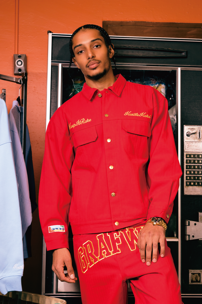 GRAF&WU Brand Letter Gold Thread Eembroidery Workwear Jacket Coat