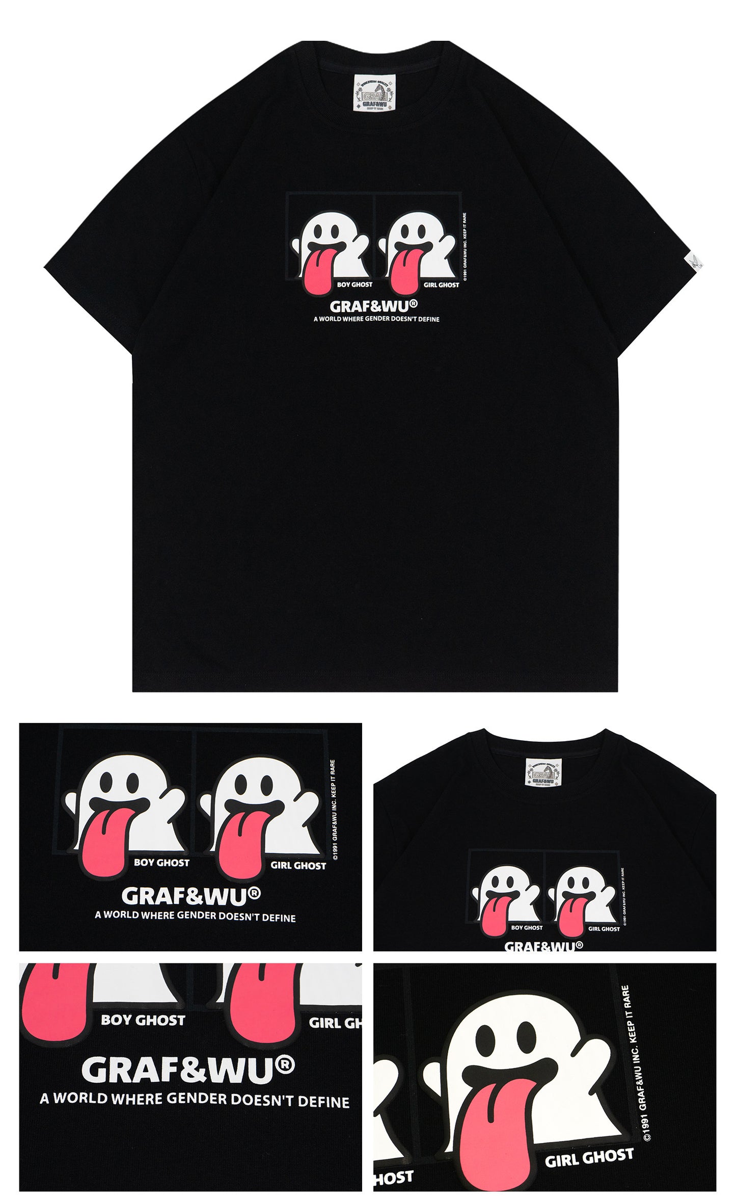 GRAF&WU Fahion Classic OG Booghost Graphic T-shirt