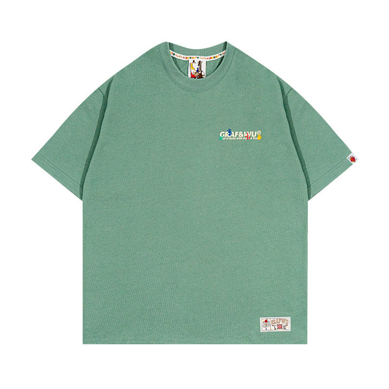 GRAF&WU Brand Letter Print Fashion 100% Cotton T-shirt