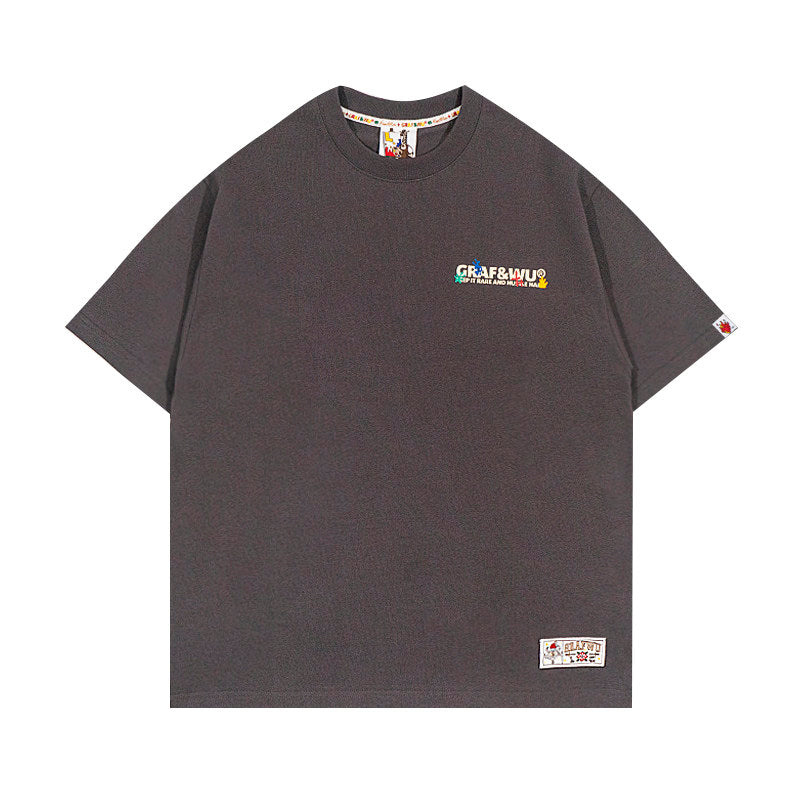 GRAF&WU Brand Letter Print Fashion 100% Cotton T-shirt