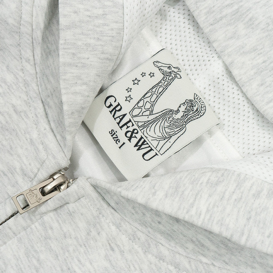 GRAF&WU Little Angel Cute Ghost Giraffe Satin Lining Zip-up Hoodie