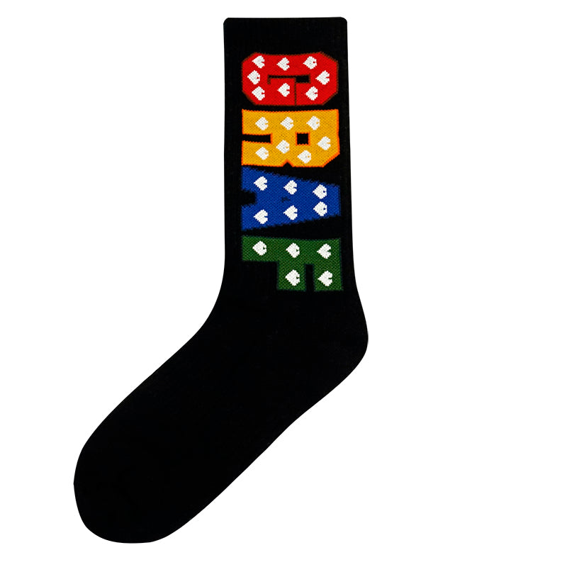 GRAF&WU Original Brand Letter Thick Long Tube Cotton Socks