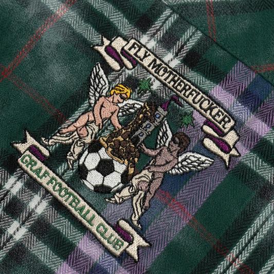 GRAF&WU Plaid Angel Football Embroidery Street Loose Brushed Shirt