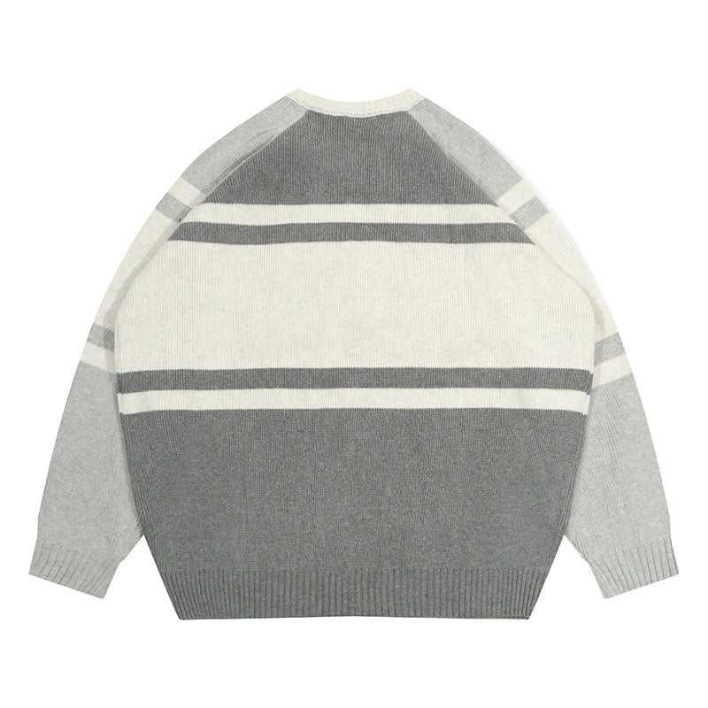 GRAF&WU Christmas V-Neck Knitted Pullover Sweater - Festive Holiday Streetwear