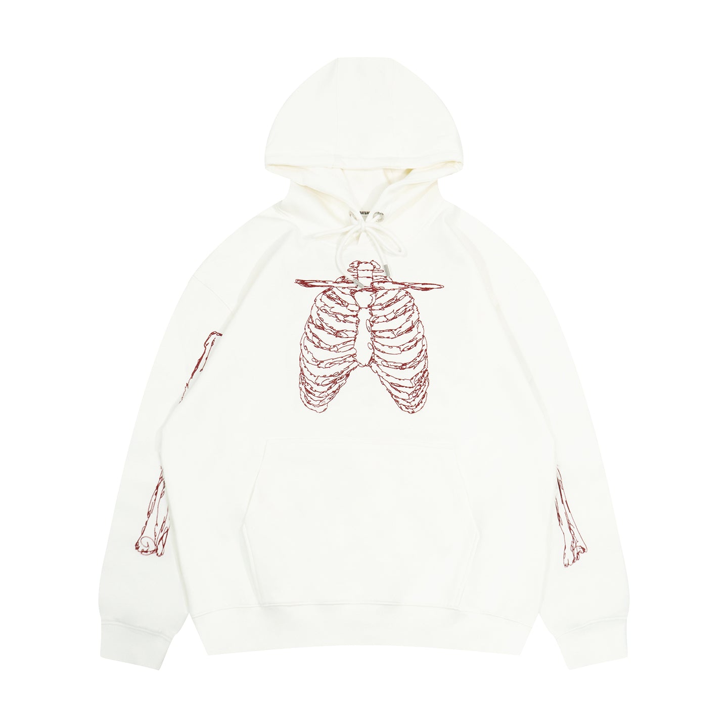 GRAF&WU Skeleton Rib Cage Embroidery Oversized Streetwear Hoodie
