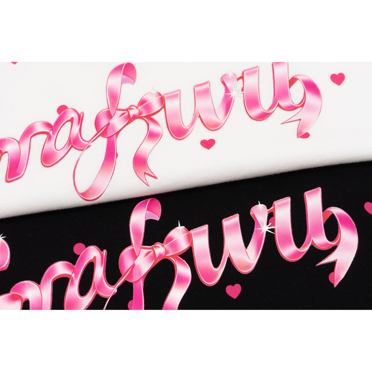 GRAF&WU Pink Ribbon Letter Mini Heart Polka Dot Cozy T-shirt