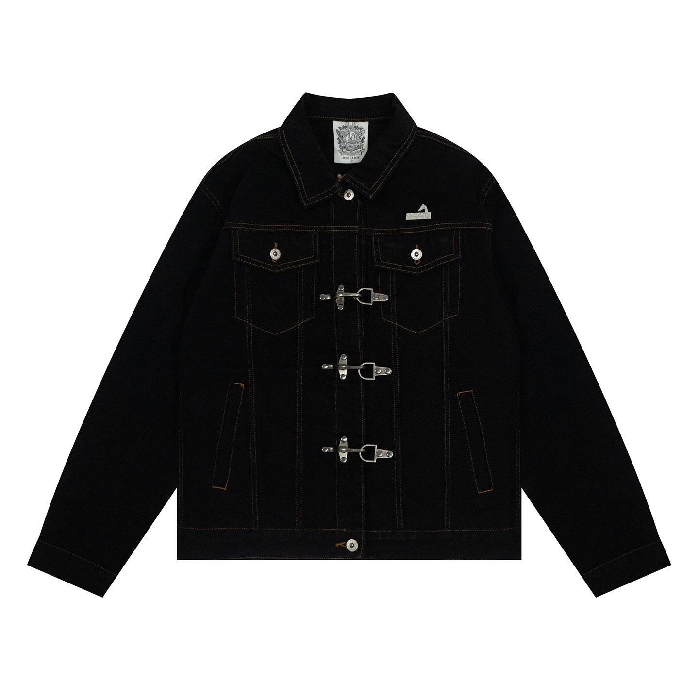 GRAF&WU Letter Embroidery Fashion Lobster Button Design Casual Jacket