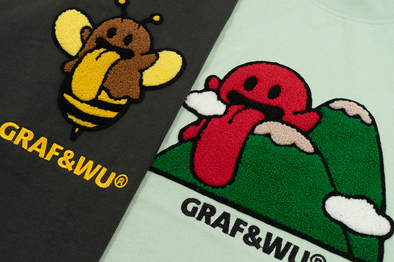 GRAFWU Nature Series Cute Ghost Bee, Flower, Snail, Elements Embroidered T-Shirt