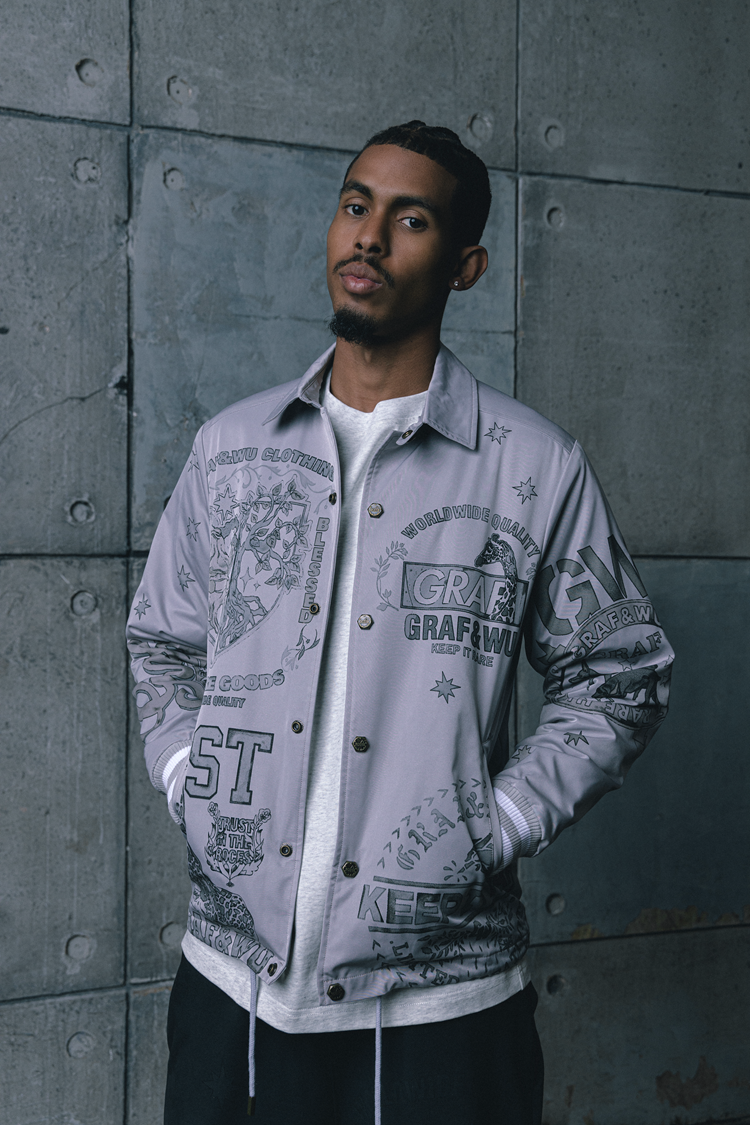 GRAF&WU Floral Giraffe Goddess Blessing Cotton Padded Coach Jacket