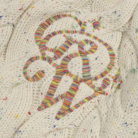 GRAF&WU Embroidered Twist Yarn Colorful Speckled Blended Zip Knit Coat