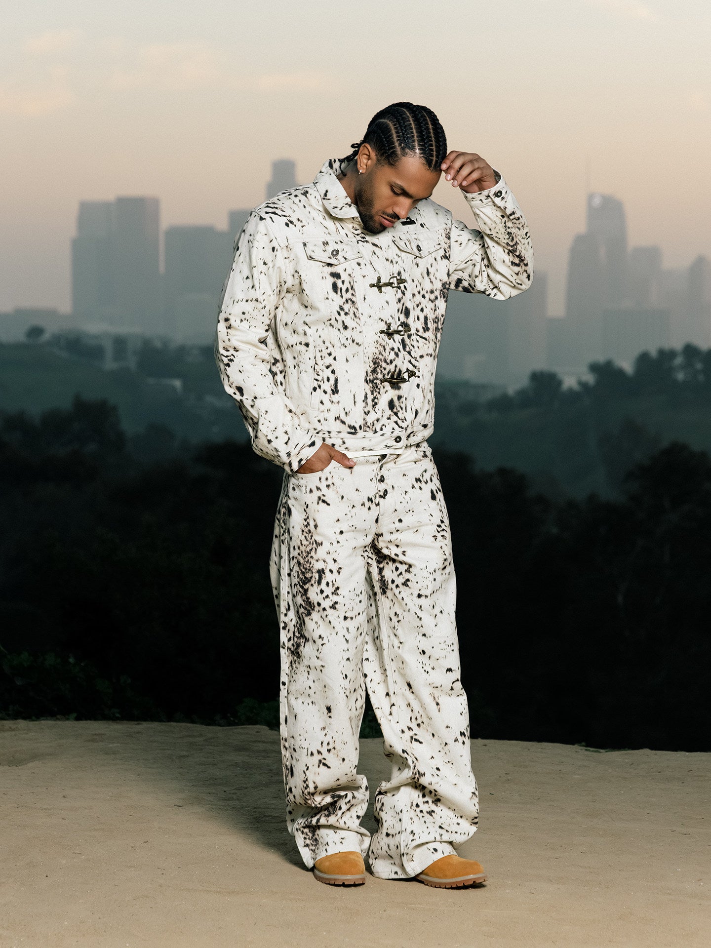 GRAF&WU Snow Leopard Print Fashion Jacket