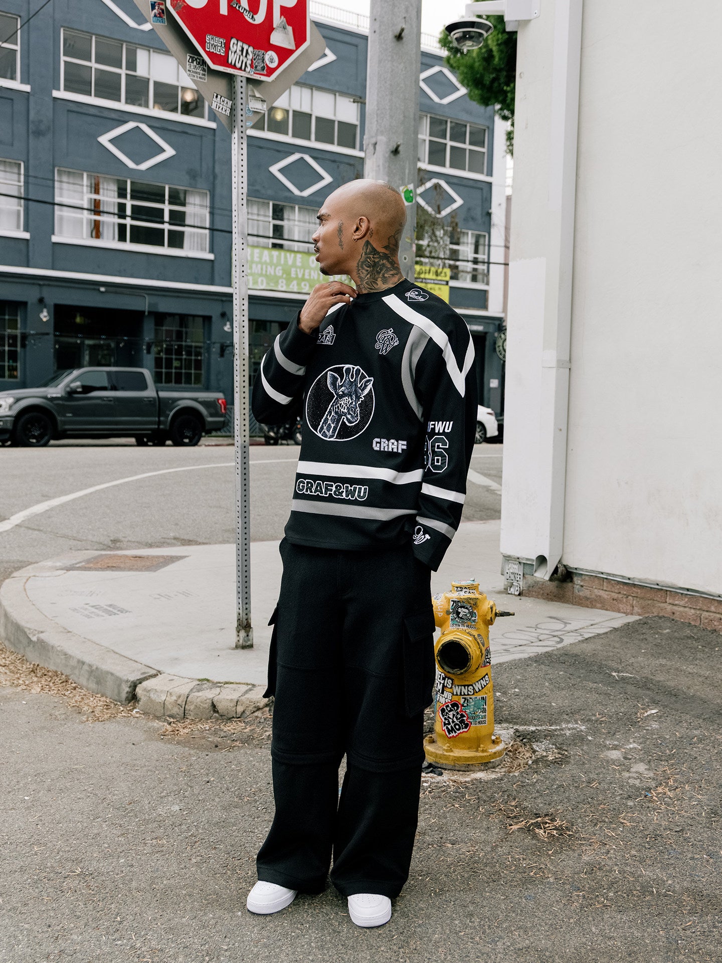 GRAF&WU Urban Gangsta Long Sleeve Shirt Giraffe Angel Thick Ice Hockey Jersey