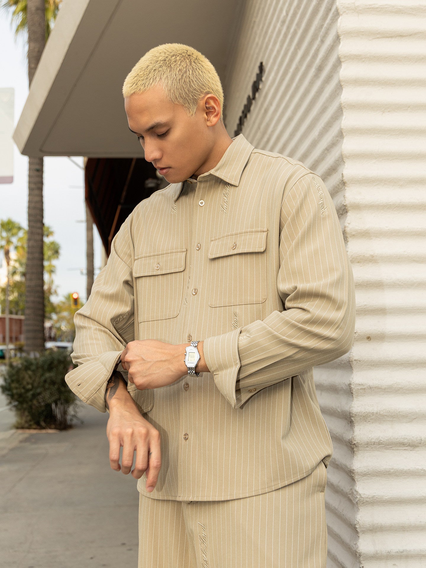 GRAF&WU Letter Embroidery Striped Mexican Style Fashion Shirts