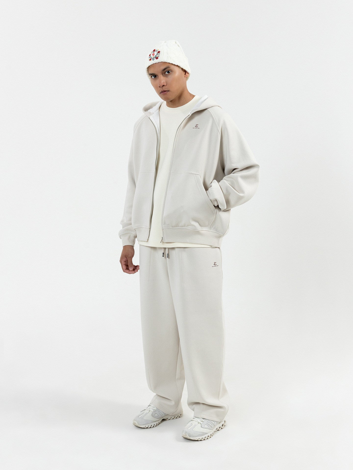 GRAF&WU Little Angel Cute Ghost Giraffe Satin Lining Zip-up Hoodie