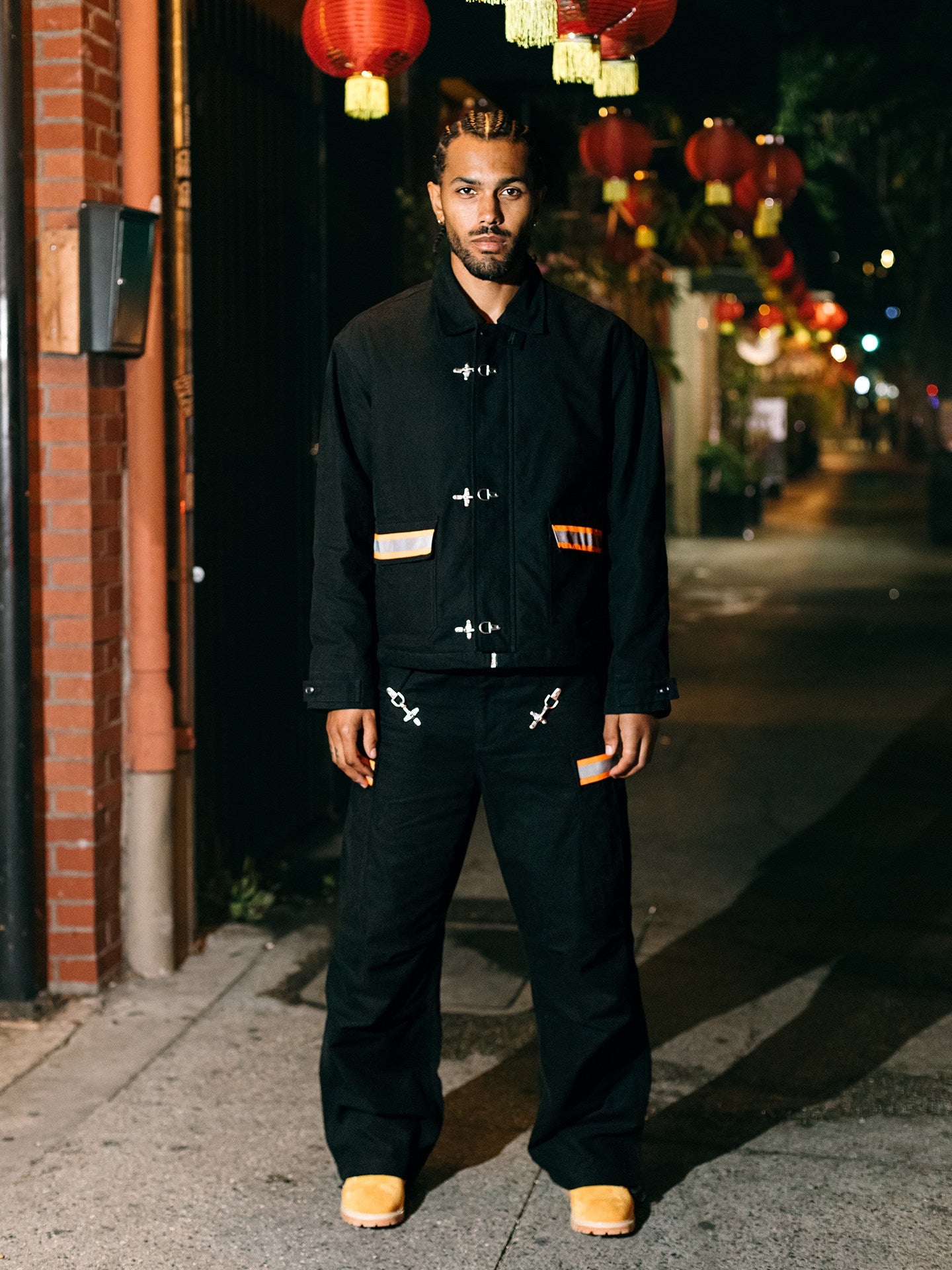 GRAF&WU Firefighter Style Reflective Lobster Buckle Work Jacket