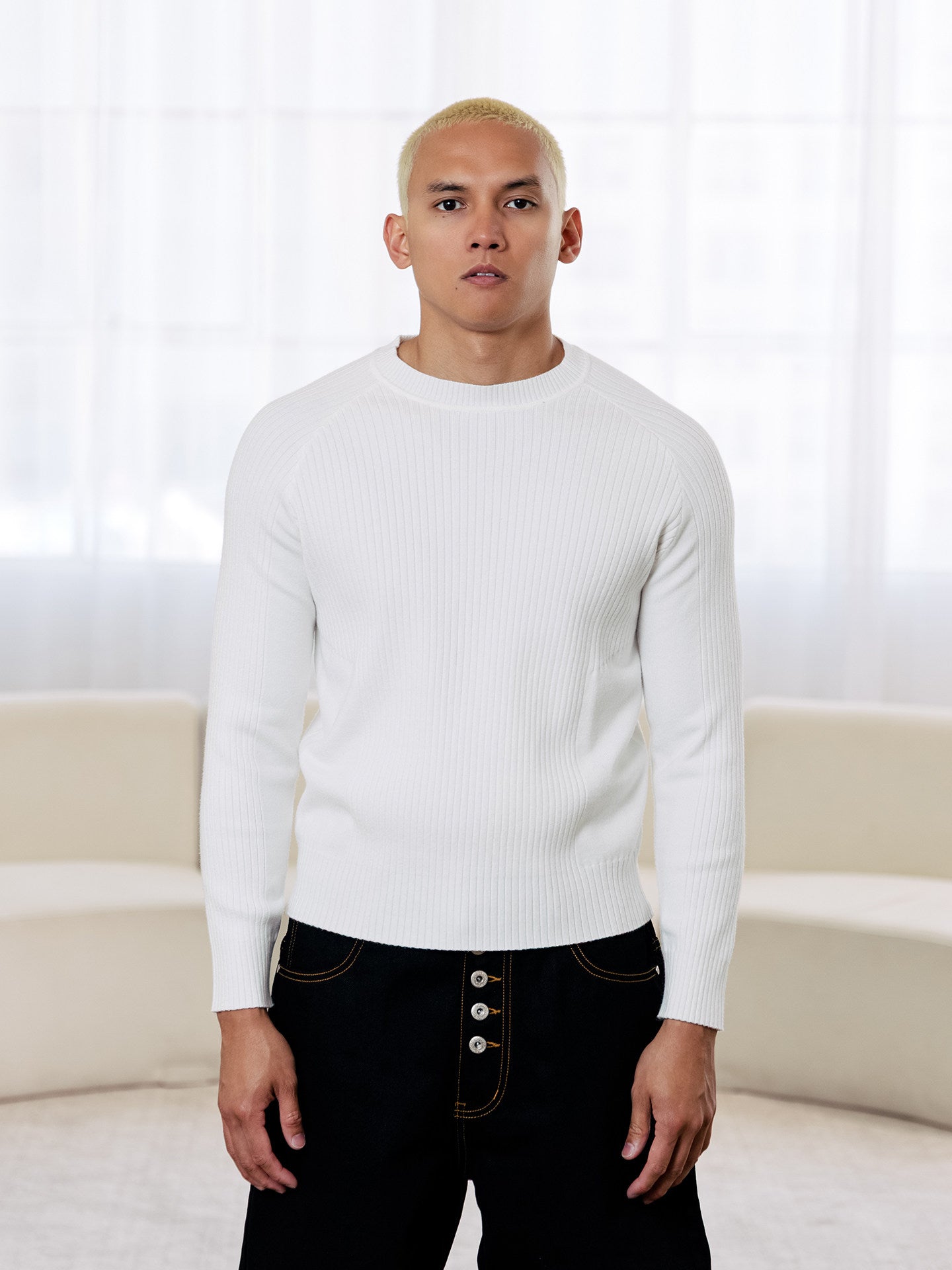 GRAF&WU Slim-fit Chunky Ribbed Patchwork Base Sweater