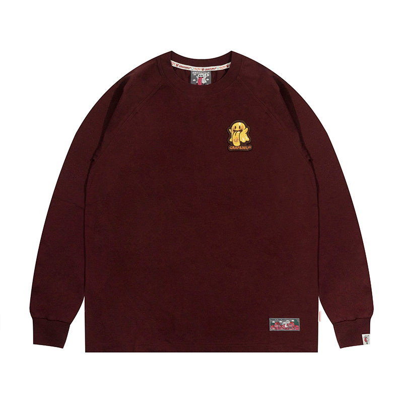 GRAF&WU Five Elements Cute Ghost Embroidery Long-sleeved Shirt